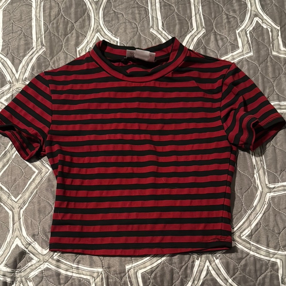 Vixen by Micheline Pitt Red and Black Striped Top